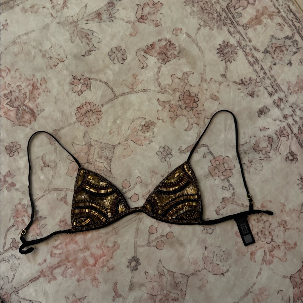Zara Gold and Black Lace Bra Intimates